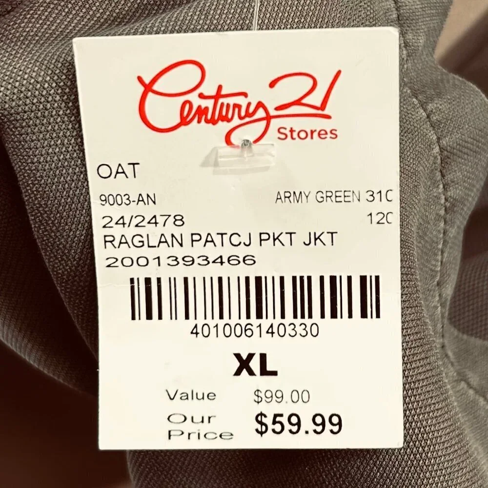 OAT New York NWT Olive Green Raglan Patch Pocket Jacket Size XL - Picture 14 of 14